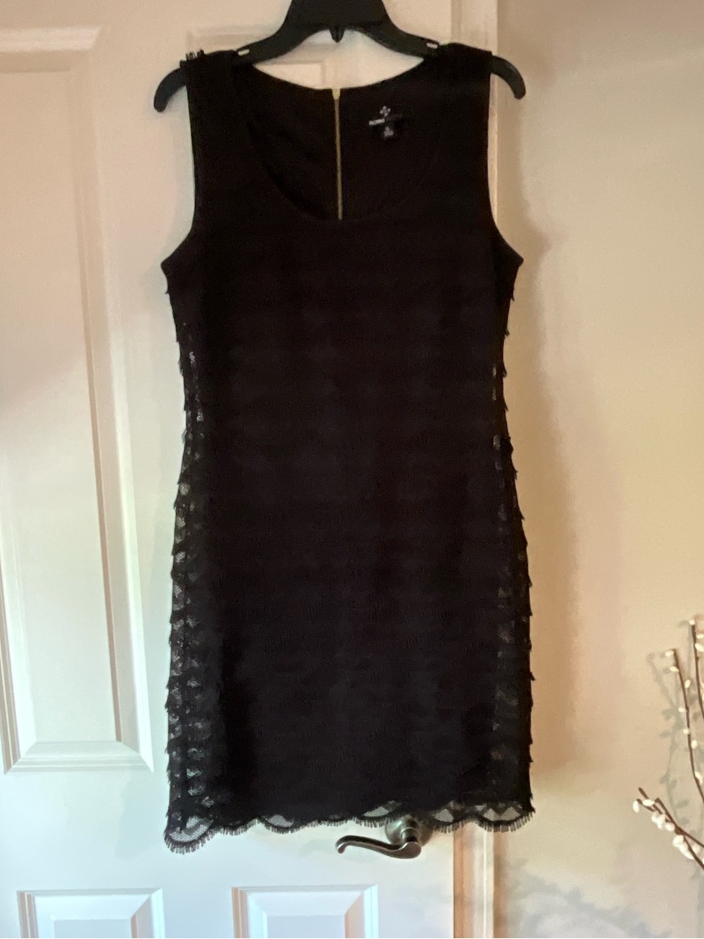 Ronni Nicole Black Lace Sheath Dress - Elegant Sleeveless Shift Size 12